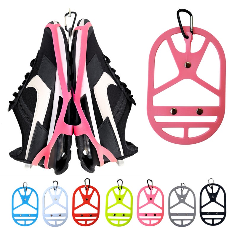 SPLANDIN Shoe Holster For Backpack with Clip Hanger Footwear Holder with a Carabiner for Sneakers Cleats Bowling Soccer Basket Football For Travel Outdoors Sports Space Saving Pink XL - Image 3