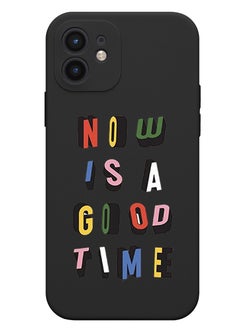 Theodor Protective Slim Fit Case Liquid Silicone Cover with Full Body Protection Anti-Scratch Shockproof Case For iPhone 12 Black  - Good times copy  - Image 1