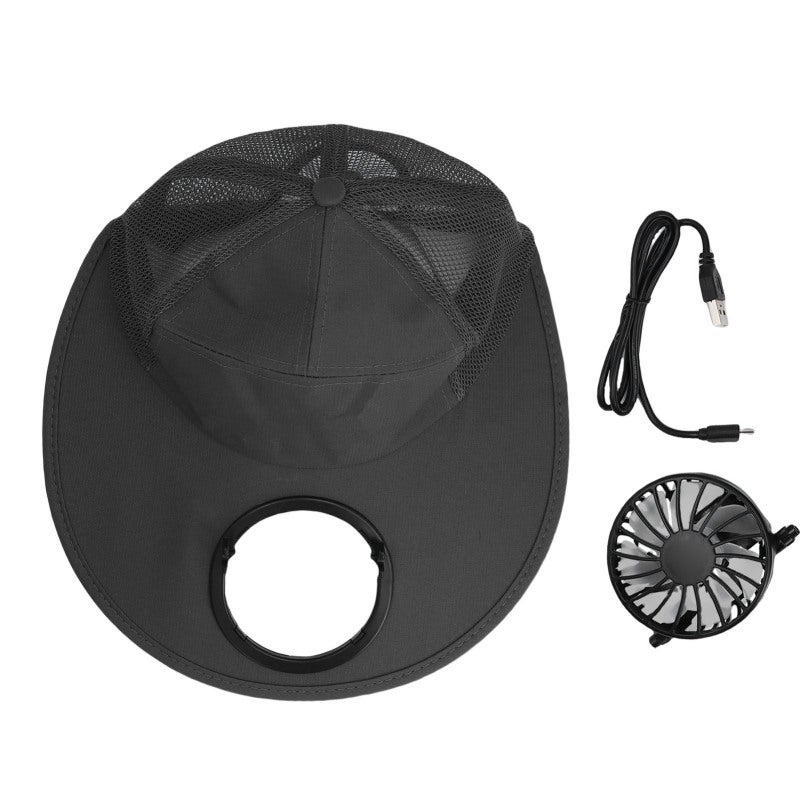 Cooling Fan Hat: Wide Brim Cotton Polyester - High Power Quiet 3 Wind Speeds Sun Hat with Fan for Outdoor Activities Fishing Travel Work - Image 1