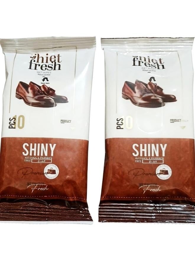 2 pieces of wet wipes for cleaning and polishing shoes and leather products (10 pcs)