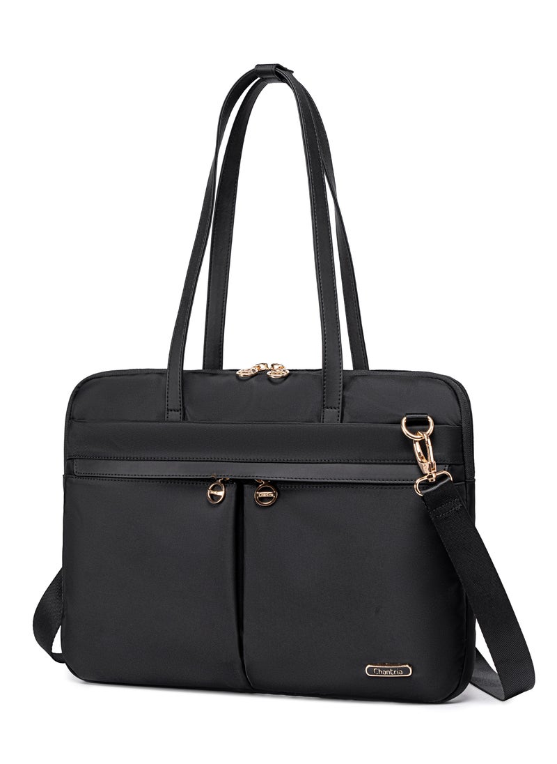 Chantria Durable Laptop Bag Water Resistant Premium Women’s Hand Bag with Multifunctional Compartment with Multiple Pockets for Casual/Work/College/ School, CB00773-Black  - Image 1