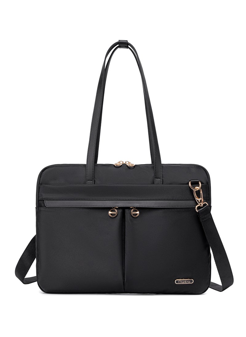 Chantria Durable Laptop Bag Water Resistant Premium Women’s Hand Bag with Multifunctional Compartment with Multiple Pockets for Casual/Work/College/ School, CB00773-Black  - Image 2