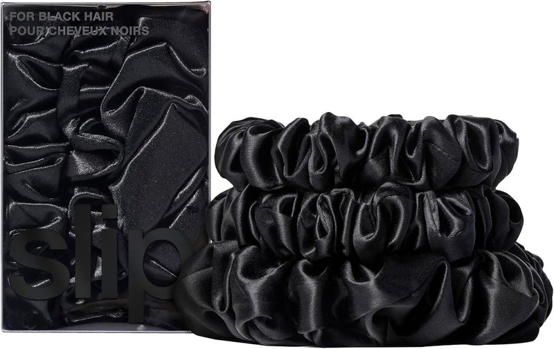 Slip Pure Silk Assorted Black Scrunchies Back to Basics 100 Mulberry Slipsilk AntiCrease Gentle on Hair Prevents Breakage Stylish Durable 3 Scrunchies