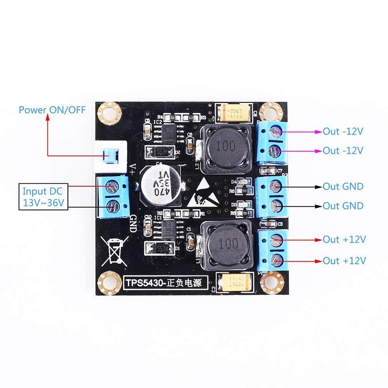 DONGKER TPS5430 Voltage Regulator Module,DC-DC -12V 12V Positive Negative Dual Output Module Power Supply Module with Switching
