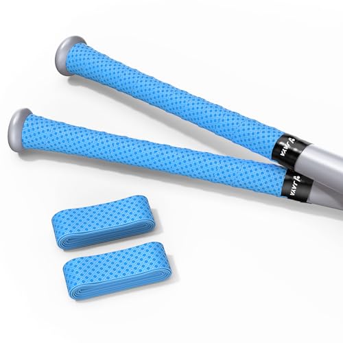 JAYA 2 Pack Bat Grip Tape, 1.1mm PU Non-Slip Baseball Bat Grip Wrap, Soft Polyurethane Handle Tape for Baseball, Softball, Cricket and Lacrosse Sticks, Blue Embossed - Image 1