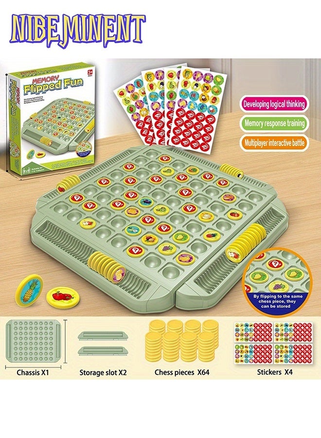 NIBEMINENT Toy Educational Fruit Flip Memory Board Game, Creative Memory Chess Battle Game for Hand-Eye Coordination and Focus, Made of High-Quality Material, Suitable for 2-4 Players, Perfect for Family Nights, Parties, Travel Play, Suitable for Birthdays, Halloween Gifts - Image 1