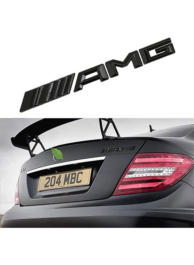 ملصق كروم لون اسود ثلاثي الأبعاد لتزيين شنطة السيارة الخلفي AMG
