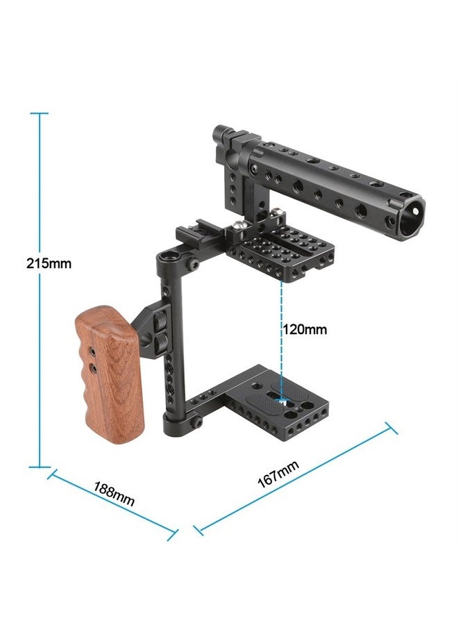 CAMVATE DSLR Camera Cage Top Handle Wood Grip Compatible for Sony Panasonnic - 1175 - Image 1