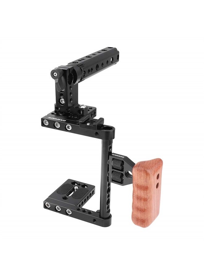 CAMVATE DSLR Camera Cage Top Handle Wood Grip Compatible for Sony Panasonnic - 1175 - Image 3