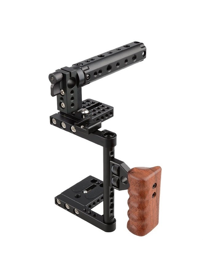 CAMVATE DSLR Camera Cage Top Handle Wood Grip Compatible for Sony Panasonnic - 1175 - Image 4