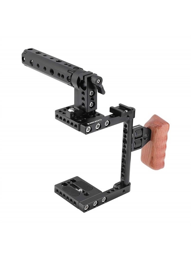 CAMVATE DSLR Camera Cage Top Handle Wood Grip Compatible for Sony Panasonnic - 1175 - Image 2