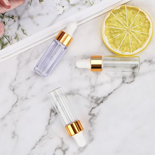 glasstore 15Pcs Glass Essential Oil Bottles Tiny Clear Perfume Dropping Bottle Refillable Cosmetic Sample Vials Pot with Gold Cap and White Latex (5ml) - Image 5