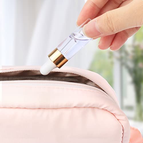 glasstore 15Pcs Glass Essential Oil Bottles Tiny Clear Perfume Dropping Bottle Refillable Cosmetic Sample Vials Pot with Gold Cap and White Latex (5ml) - Image 3