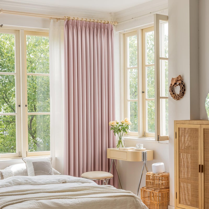 OYRING Baby Pink Pinch Pleated Blackout Curtains 84 Inch Length for Girls Bedroom Decor  Room Darkening Thermal Insulated Pleated Drapes with Hooks for Living Room  52W x 84L  1 Panel - Image 1