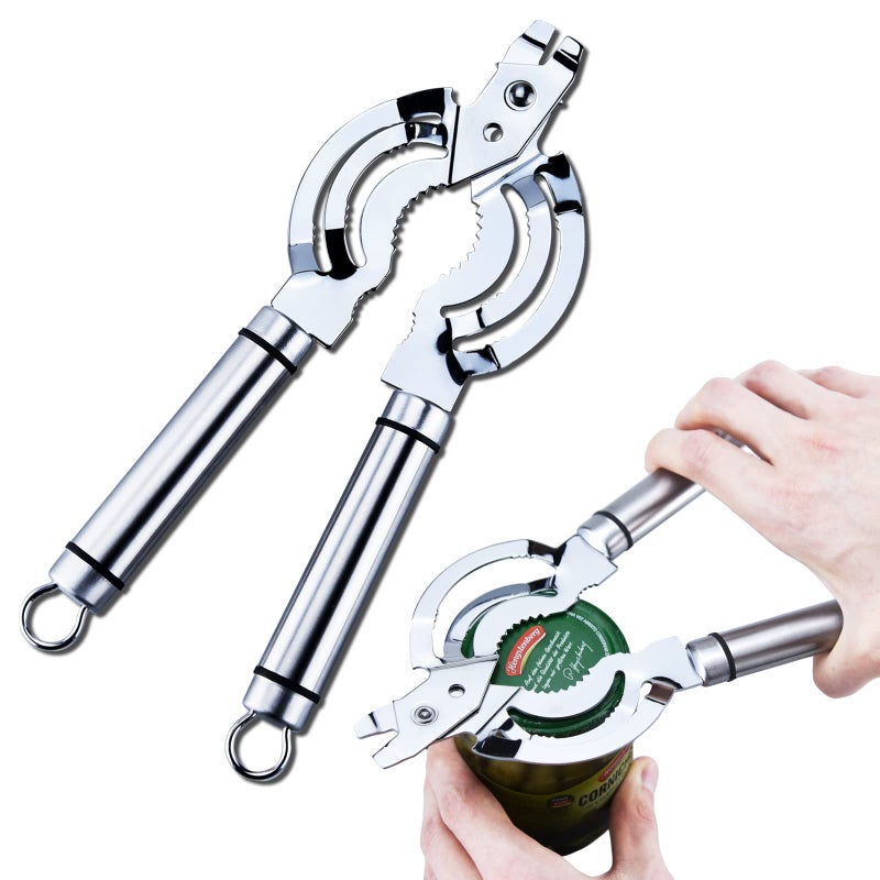 Zoiwdur Jar Opener Multifunctional Jar Opener for Weak Hands Stainless Steel Jar Lid Opener Beer Bottle Opener for Seniors with Arthritis