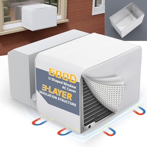 Flamorrow Window Air Conditioner Insulation Cover for Outside Unit 3 Layers Outdoor Window AC Cover Dustproof Heavy Duty Insulation Window AC Cover for Ushaped Window Unit White - Image 1
