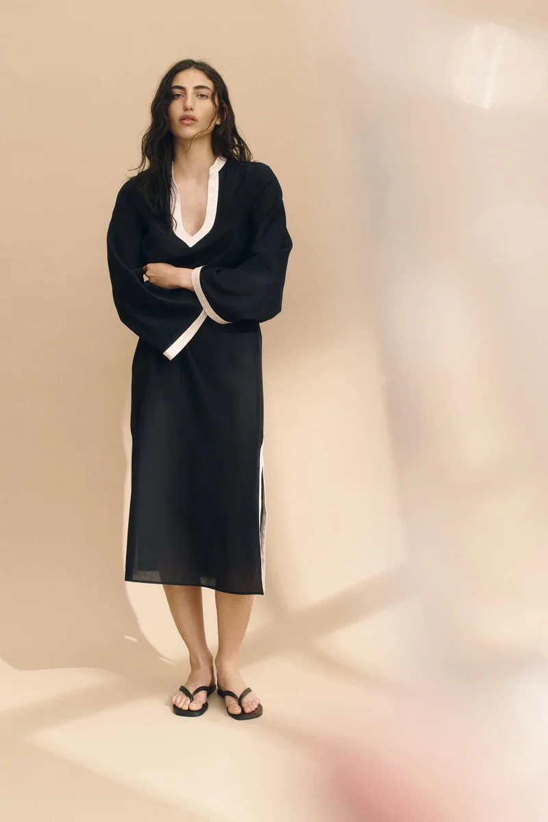 اتش اند ام فستان تونيك بحزام ربط