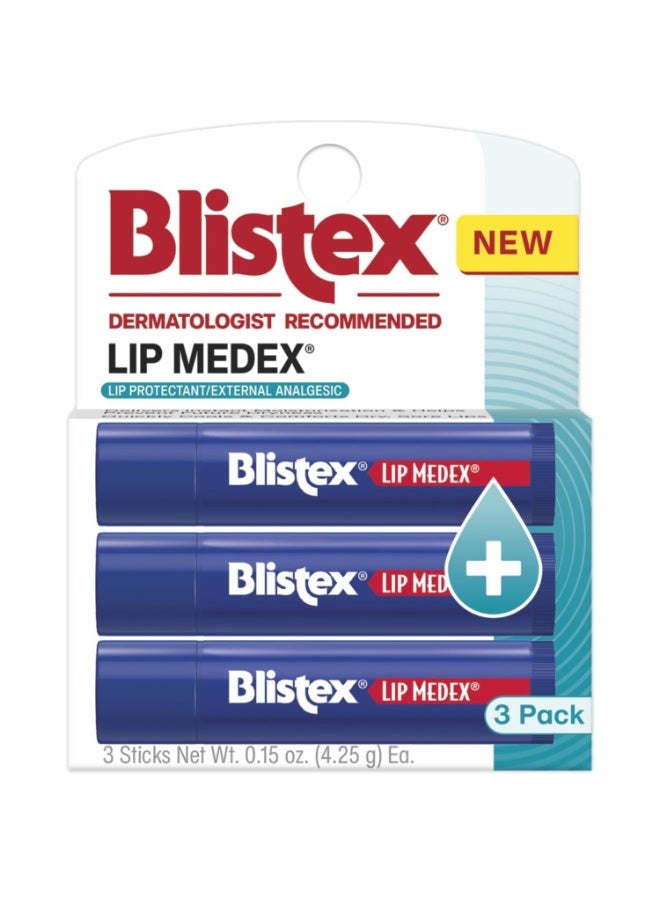 Blistex بلستكس ليب ميدكس ستيك 3 عد, 0.15 أونصة. علاج مهدئ طبي هدية مثالية للنساء والرجال، أساسي للعناية الذاتية في العطلات، عيد الميلاد - Image 1