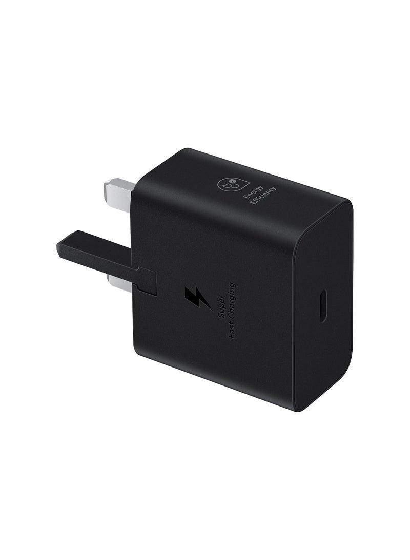 SAMS 25W USB C Super Fast Charging Charger - Compatible with S24 S23 S22 S21 S20 Ultra, S24+ S23+ S22+ S21+, A53, A15, A 55, A54 - Type C Power Adapter, 25W Power Adapter (Without Cable) - Black - Image 1