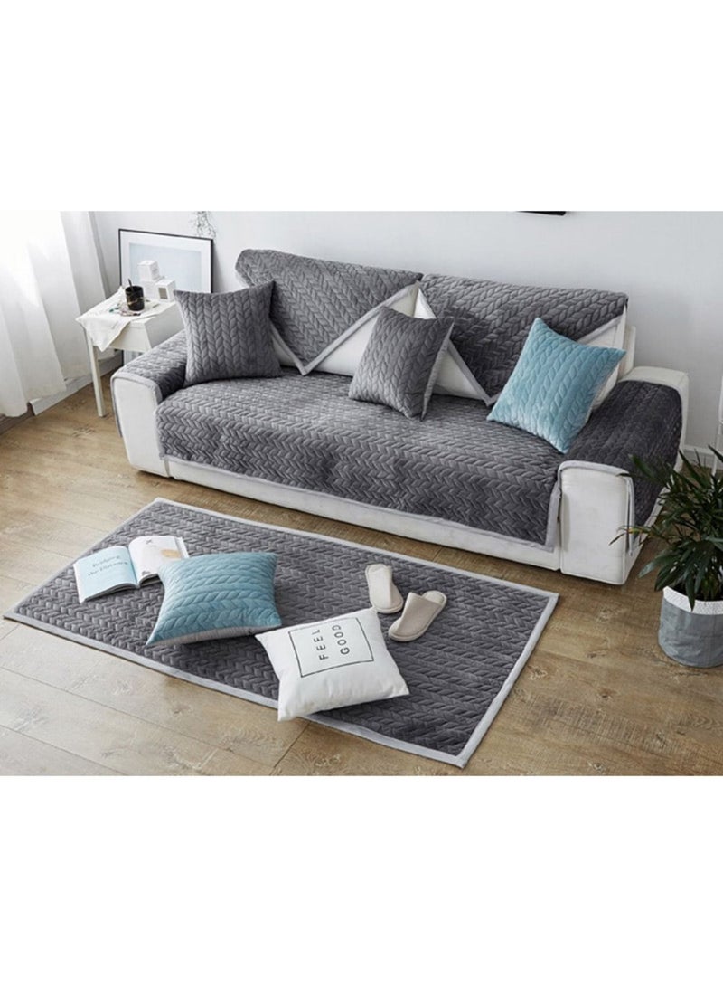 Nariele Simple Four Season Universal Color Woven Washed Cotton Sofa Cover - Image 1