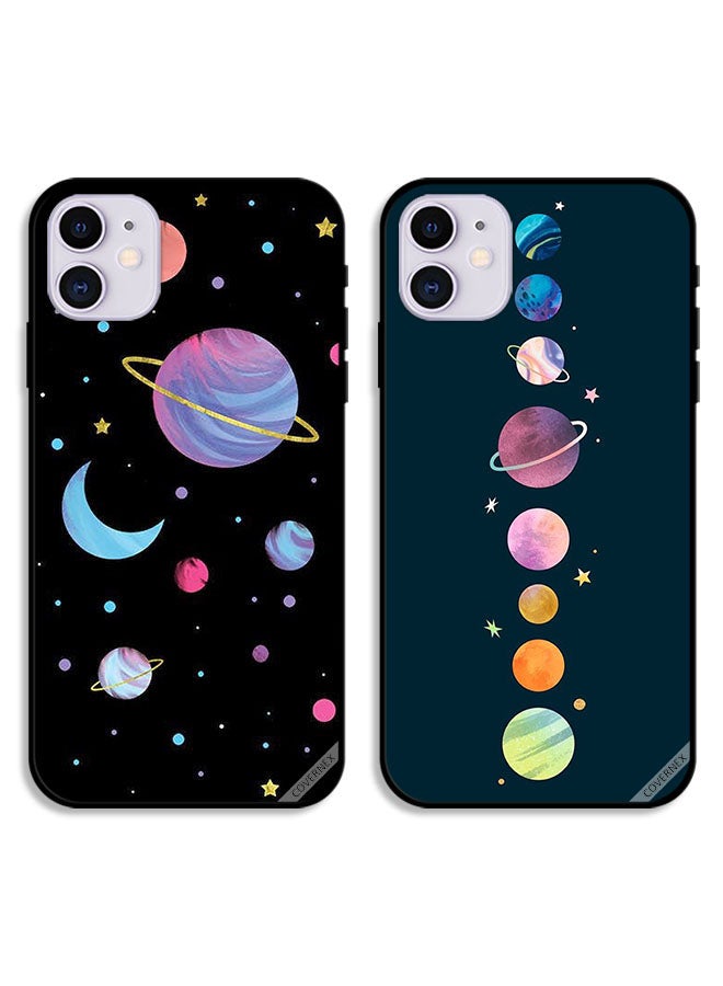 Covernex Two Cases For Apple iPhone 12 Protective Covers Planets Art and Space Star - Image 1