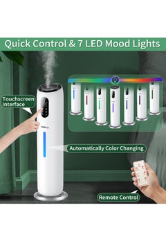 Generic Humidifiers for Bedroom Large Room 9L Ultrasonic Cool Mist Humidifier Top Fill Last Up to 52H with 360°Nozzle,Sleep Mode, Auto Shut-Off,Night Light Large Humidifier for Baby,Home,Office,White  - Image 2