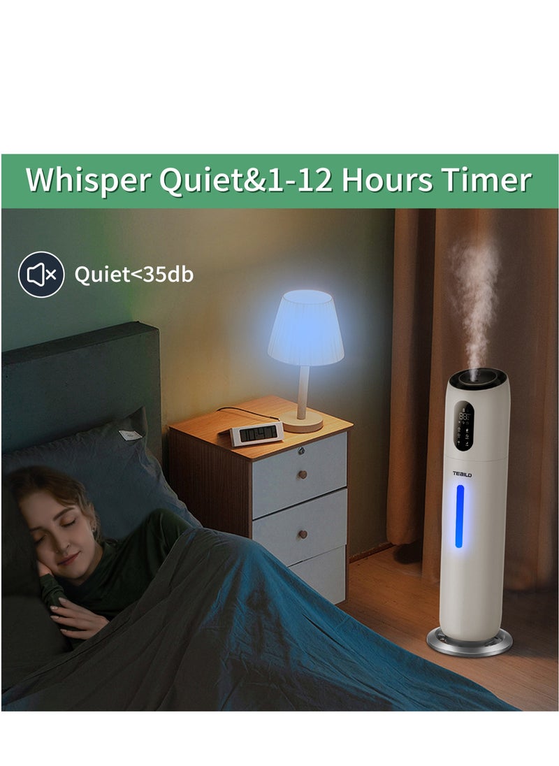 Generic - Humidifiers for Bedroom Large Room 9L Ultrasonic Cool Mist Humidifier Top Fill Last Up to 52H with 360°Nozzle,Sleep Mode, Auto Shut-Off,Night Light Large Humidifier for Baby,Home,Office,White - Image 1