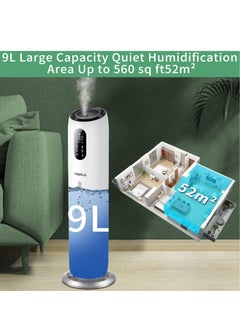 Generic Humidifiers for Bedroom Large Room 9L Ultrasonic Cool Mist Humidifier Top Fill Last Up to 52H with 360°Nozzle,Sleep Mode, Auto Shut-Off,Night Light Large Humidifier for Baby,Home,Office,White  - Image 5