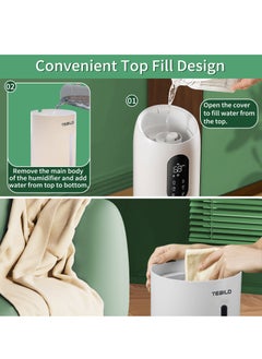 Generic Humidifiers for Bedroom Large Room 9L Ultrasonic Cool Mist Humidifier Top Fill Last Up to 52H with 360°Nozzle,Sleep Mode, Auto Shut-Off,Night Light Large Humidifier for Baby,Home,Office,White  - Image 3