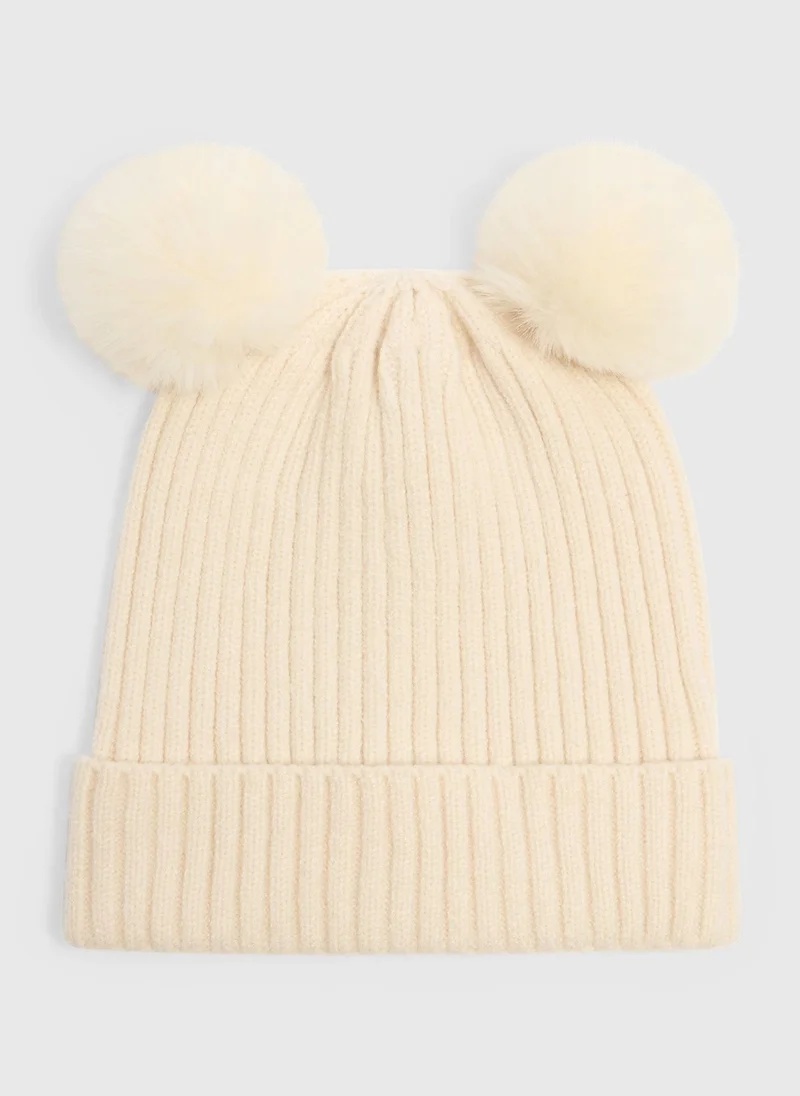 Matalan Girls Oatmeal Pom Beanie