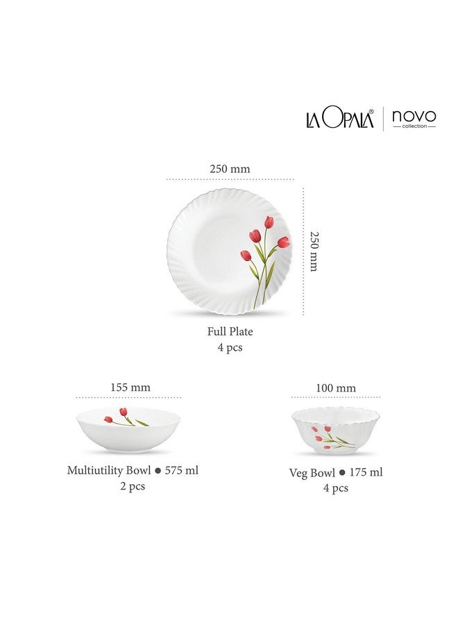La Opala Novo Collection Opal Glass Crockery | for Family of 4 | Dinner Set 10 pcs Radiant Curves | Plates & Bowls for Dining | Microwave Safe | 100% Vegetarian | Extra Strong | Light & White - Image 3
