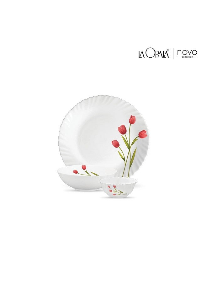 La Opala Novo Collection Opal Glass Crockery | for Family of 4 | Dinner Set 10 pcs Radiant Curves | Plates & Bowls for Dining | Microwave Safe | 100% Vegetarian | Extra Strong | Light & White - Image 2