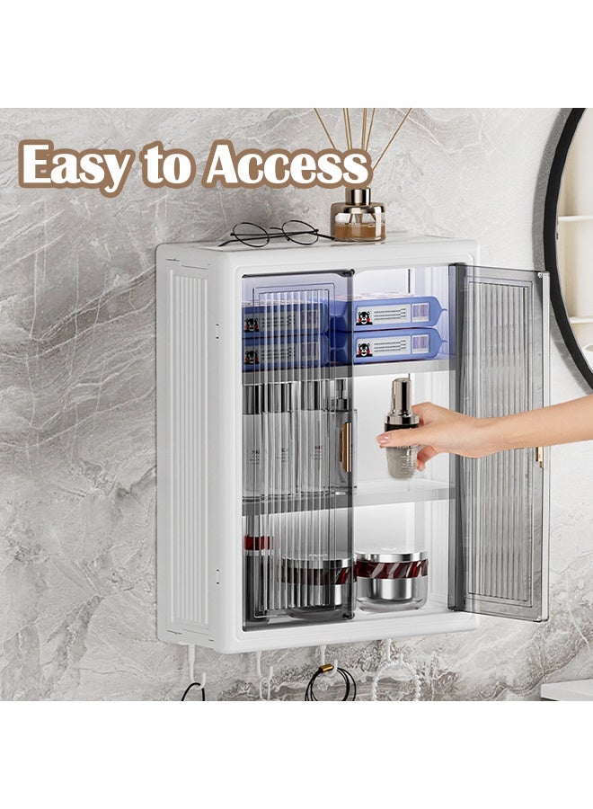 WALALLA Large Capacity No Drilling Bathroom Storage Shelf Wall-Mounted Bathroom Organizer Rack Dust and Moisture Proof Shelf For Cosmetics Including Hooks For Hanging - Image 4