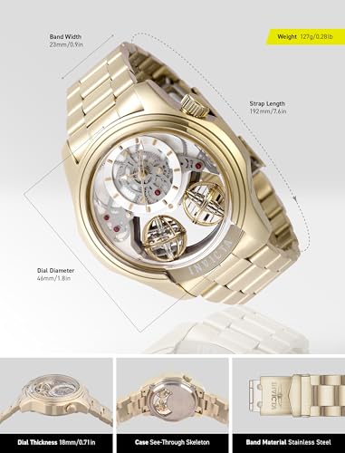 Invicta Specialty Men 46mm Stainless Steel Gold Gold dial PC21AF Quartz - Image 3