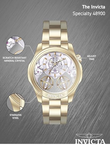 Invicta Specialty Men 46mm Stainless Steel Gold Gold dial PC21AF Quartz - Image 4