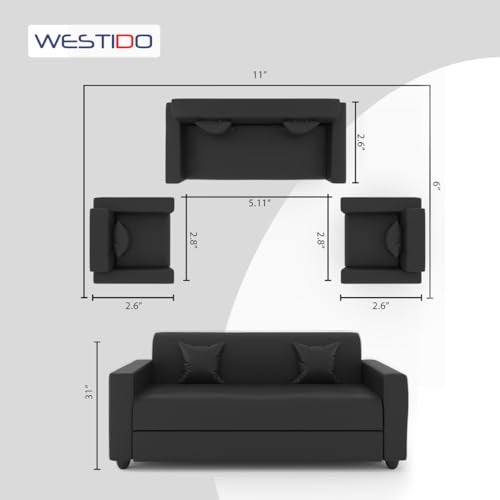 WESTIDO Emporio Leatherette 3 + 1 + 1 Sofa Set (Black, DIY(Do-It-Yourself)) | 1 Year Warranty - Image 4
