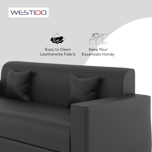 WESTIDO Emporio Leatherette 3 + 1 + 1 Sofa Set (Black, DIY(Do-It-Yourself)) | 1 Year Warranty - Image 5