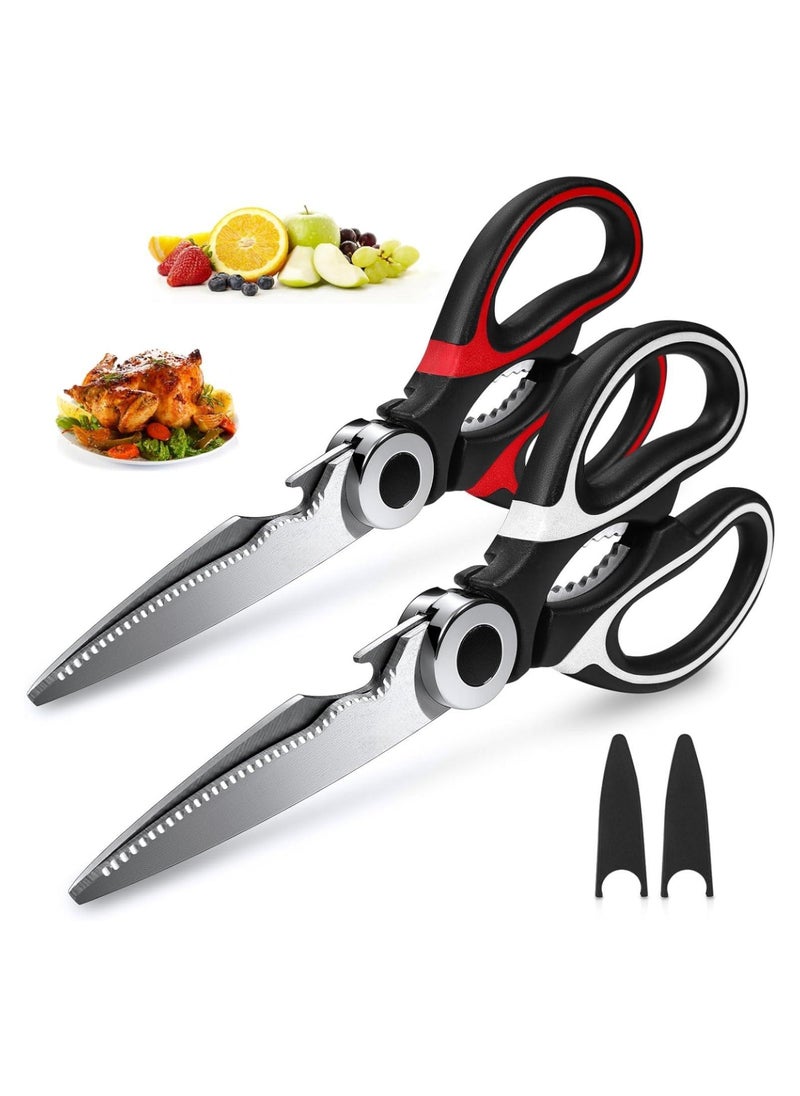 DOUGEI Kitchen Scissor For General Use 2-Packs,Heavy Duty Kitchen Raptor Meat Shears,Dishwasher Safe Cooking Scissors, Stainless Steel Multi-function Scissors For Food,Chicken,Poultry, Fish, Pizza,Herbs  - Image 1