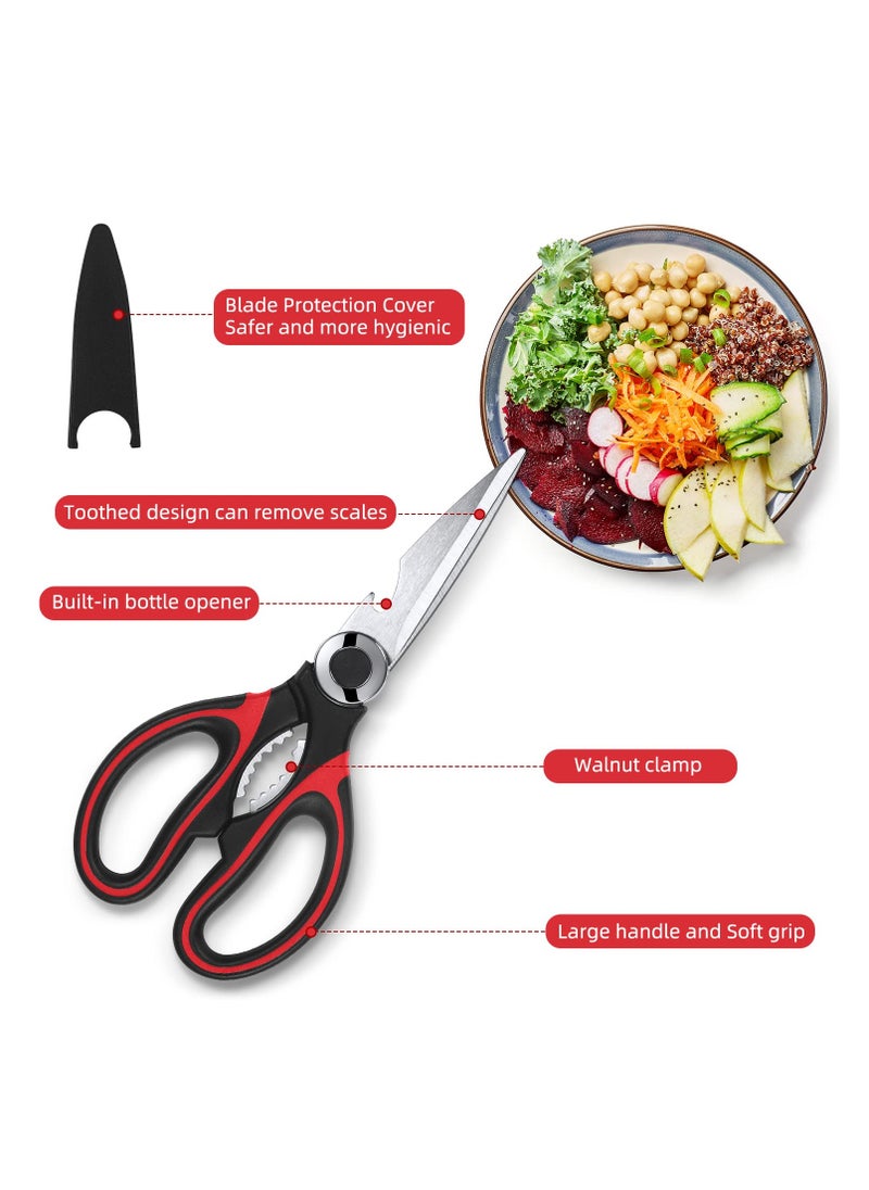 DOUGEI Kitchen Scissor For General Use 2-Packs,Heavy Duty Kitchen Raptor Meat Shears,Dishwasher Safe Cooking Scissors, Stainless Steel Multi-function Scissors For Food,Chicken,Poultry, Fish, Pizza,Herbs  - Image 2