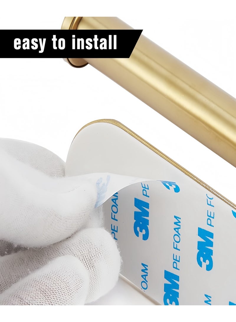 NayZaan Stainless Steel Toilet Paper Holder Wall Mounted Self Adhesive Strong Roll Holder No Drilling Required Bathroom Kitchen Restroom RV Use Brushed Gold - Image 3