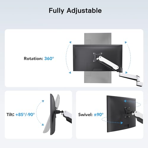 HUANUO Triple Monitor Stand - Full Motion Articulating Monitor Mount Fit Three 17 to 32 inch LCD Computer Screens with Clamp, Grommet Kit - Image 4