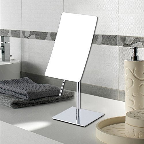 Gecious Table Standing Rectangular Vanity Makeup Mirror with 3X Magnification, High Adjustable, Made of 304 Stainless Steel, for Hotel Bathroom Polished Chrome - Image 5