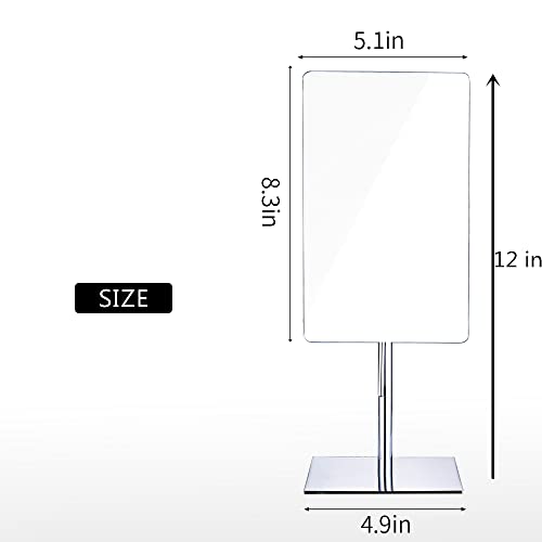 Gecious Table Standing Rectangular Vanity Makeup Mirror with 3X Magnification, High Adjustable, Made of 304 Stainless Steel, for Hotel Bathroom Polished Chrome - Image 3