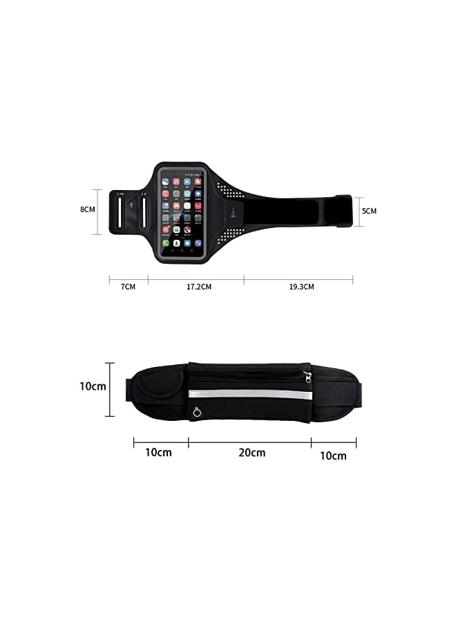 Green Tiger Cell Phone Armband Case and Running Waist Set, Waterproof and Reflective, Adjustable Band for All Phone Models and Fit All Waist Sizes, Running, Walking, Hiking (Black) - Image 2