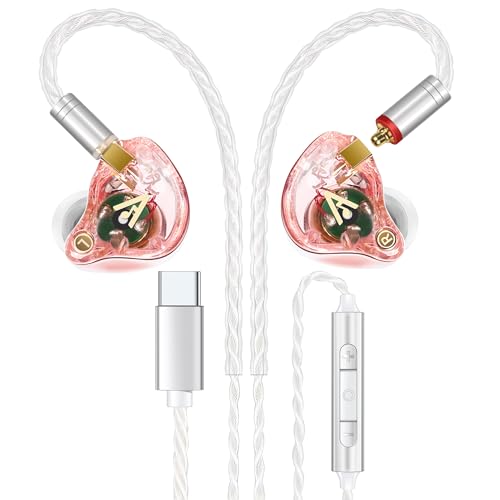 Audiovance Vibes 202MC USB-C Wired Earbuds - USBC HiFi in Ear Headphones for iPhone 17/16/15 - Noise Isolating Ear Buds w/ Mic - Clear Sound, Deep Bass & Comfort-Fit Earphones - Silver Plated Cord, Carrying Case - Image 1