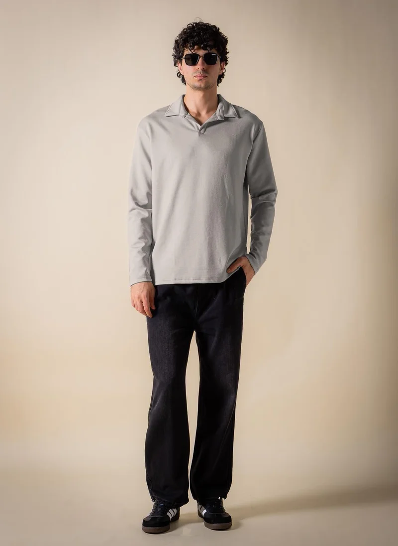 Shapes Grey SOFT POLO SWEATSHIRT for Men | Best Price UAE