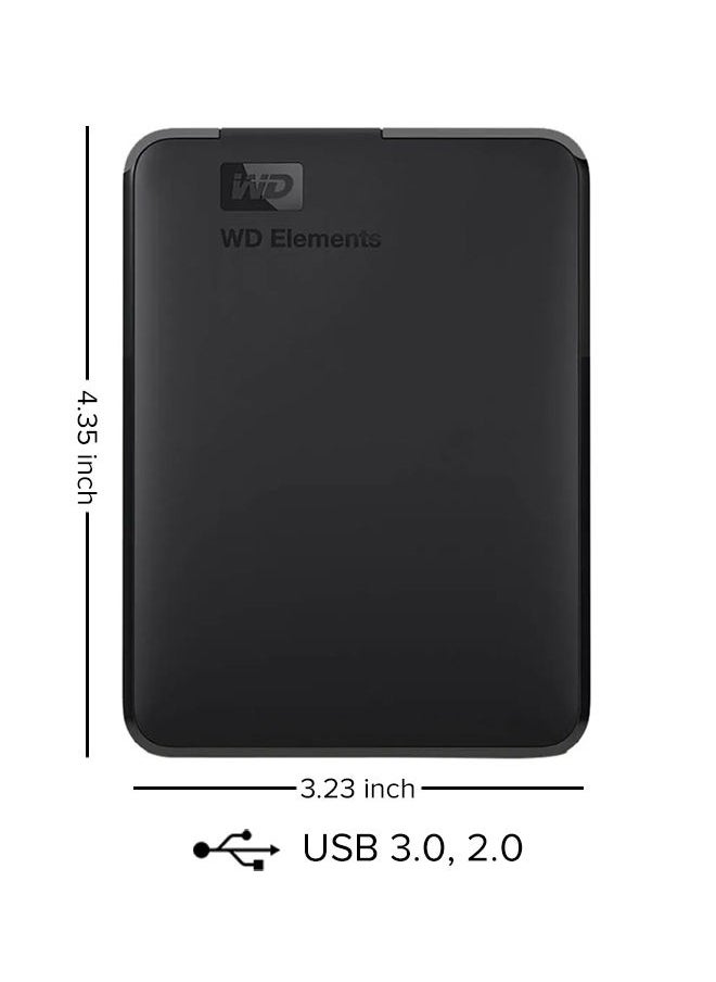 دبليو دي دي قرص صلب خارجي محمول 1TB Elements USB 3.0 - سرعة قراءة USB Type A 520 ميجابايت في الثانية، سرعة كتابة 480 ميجابايت في الثانية، أسود، WDBUZG0010BBK 1 TB  - Image 1