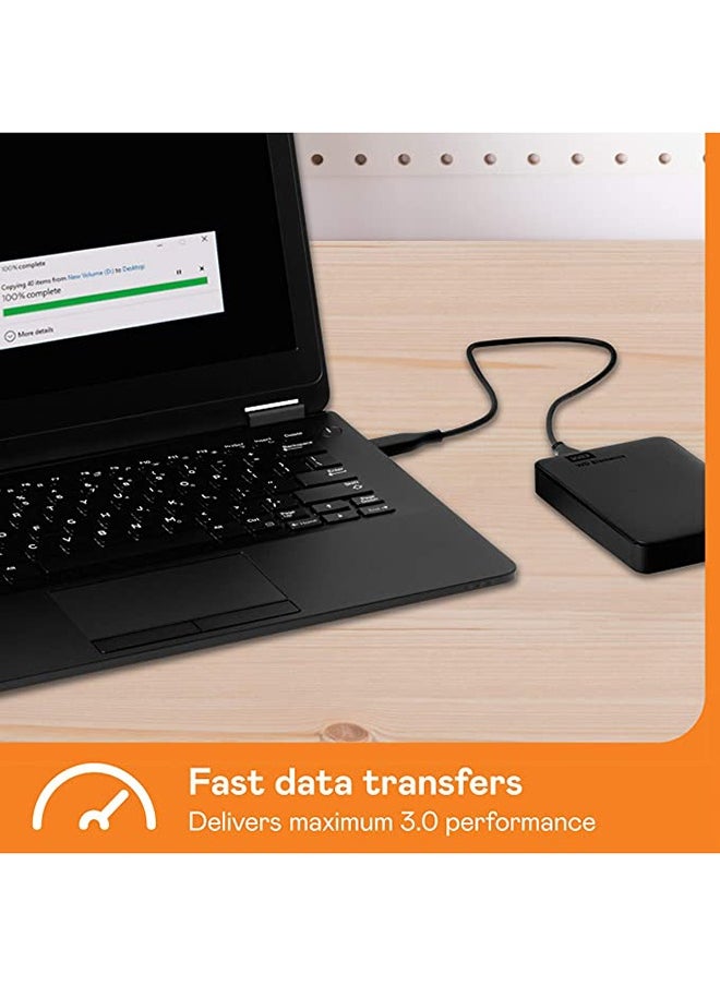 دبليو دي دي - قرص صلب خارجي محمول 1TB Elements USB 3.0 - سرعة قراءة USB Type A 520 ميجابايت في الثانية، سرعة كتابة 480 ميجابايت في الثانية، أسود، WDBUZG0010BBK 1 TB - Image 1