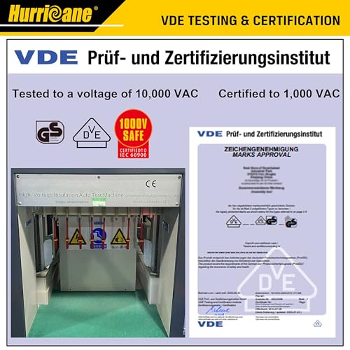 Hurricane مجموعة مفكات كهربائية معزولة هوريكان 1000 فولت، 13 قطعة احترافية شاملة من كروم فانيوم مع مغناطيس، مفكات فيليبس، سلوط، بوزيدريف وتوركس - Image 4