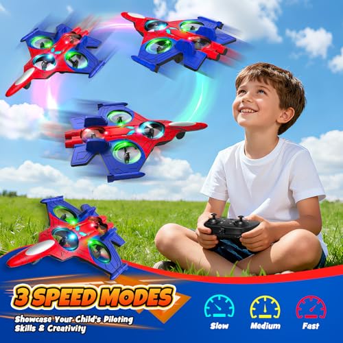 Innofans Foam Remote Control Airplanes for Kids Age 8 9 10 11 12 Spider Mini Drone for Kids RC Airplane Fighter Jet with Light 360Flip Fighter Jet Toys Stunt Roll Airplane Toy Gifts for Boys Ages 8 - Image 5